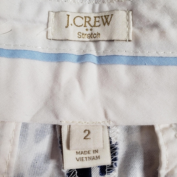 J. Crew | White Blue Leopard Print Cotten Stretch Chino Shorts Women's 2 - Picture 5 of 6